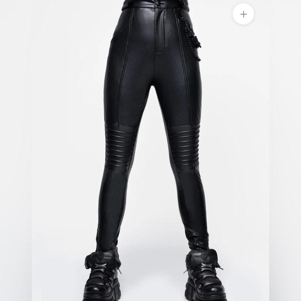 Disturbia Black Faux Leather Biker Leggings NWT Sz 14